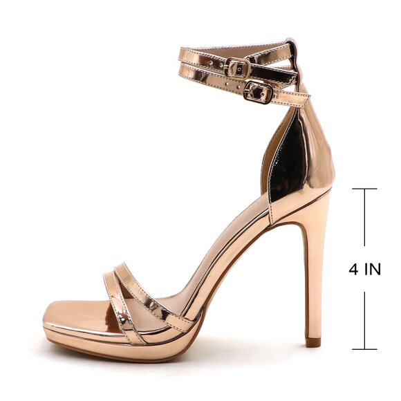 Women's Double Ankle Strap High Heel Sandals Stiletto Platform Dress Shoes - Picture 6 of 7